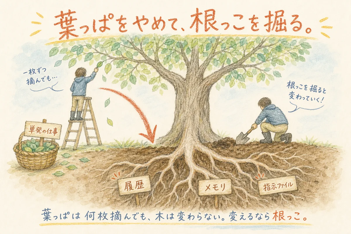 葉っぱは何枚摘んでも、木は変わらない