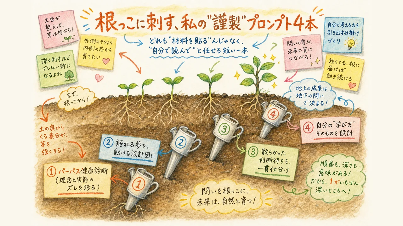 根っこに刺す謹製プロンプト4本