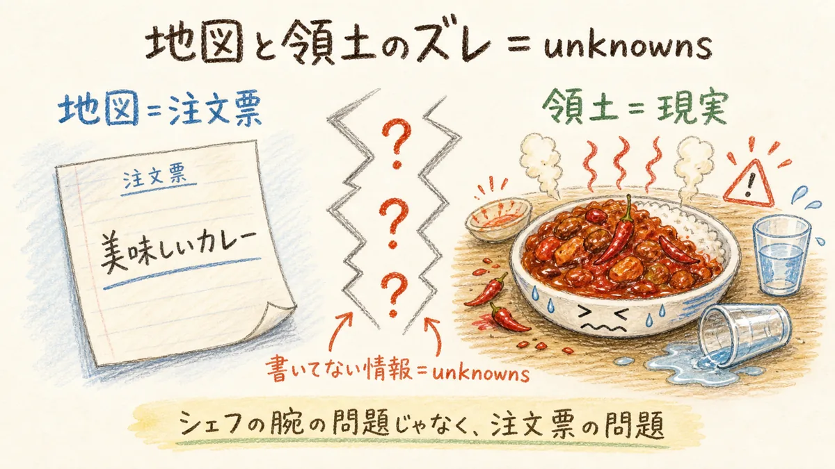 地図と領土のギャップ＝unknownsの図解
