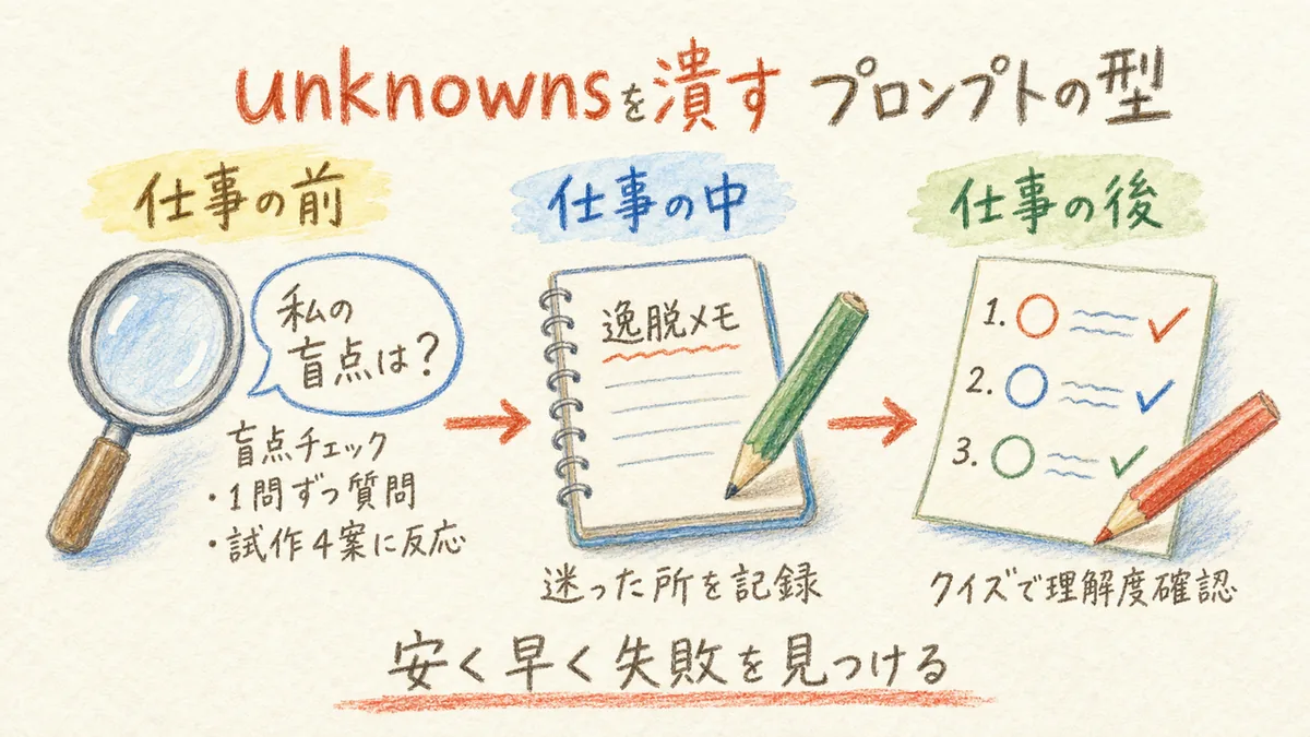 unknownsを潰す実践プロンプト集の図解