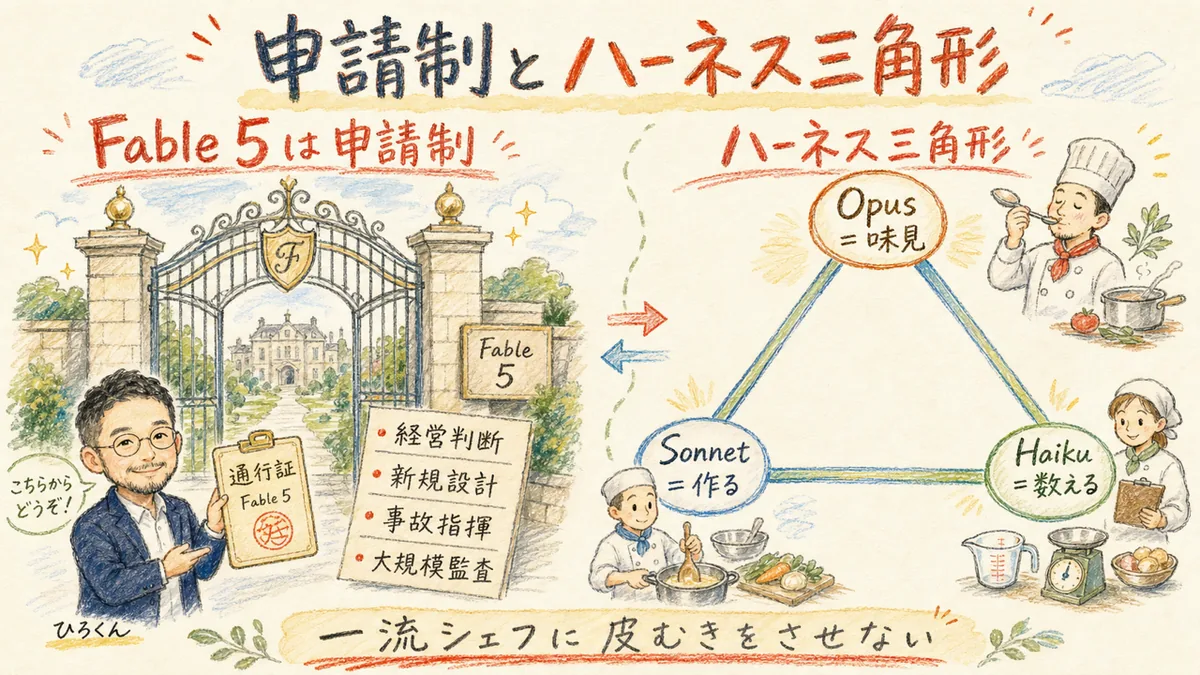 Fable申請制とハーネス三角形の図解