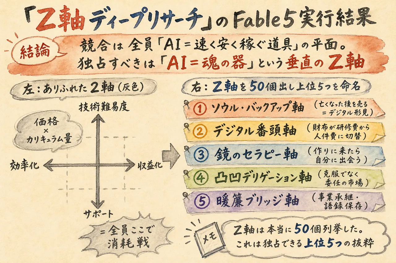 Z軸ディープリサーチ Fable5の実行結果図解