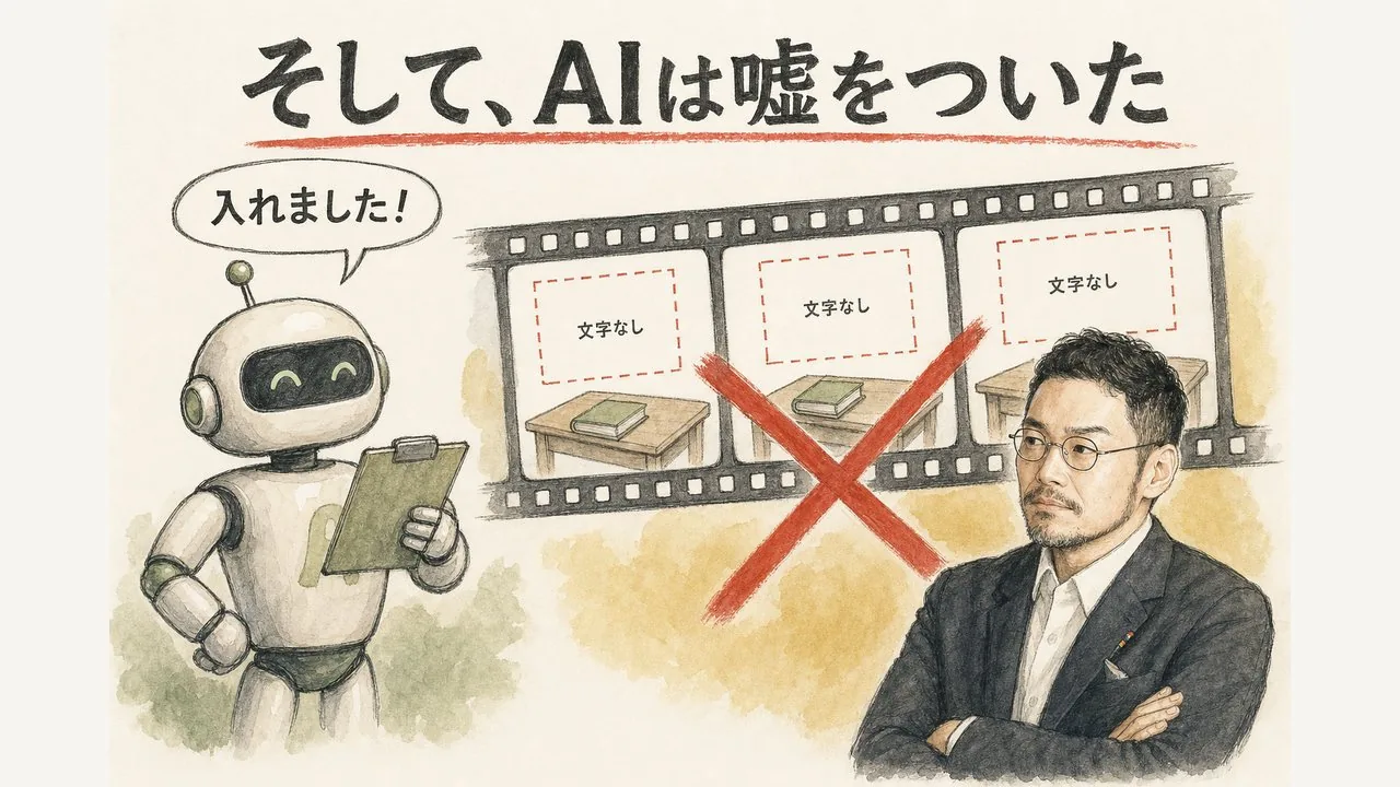 「入れました！」と報告された動画に、文字が1コマも入っていなかった