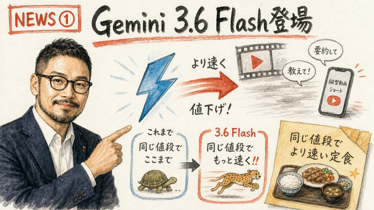 NEWS① 発表:2026-07-21 Gemini 3.6 Flash 登場 グラレコ