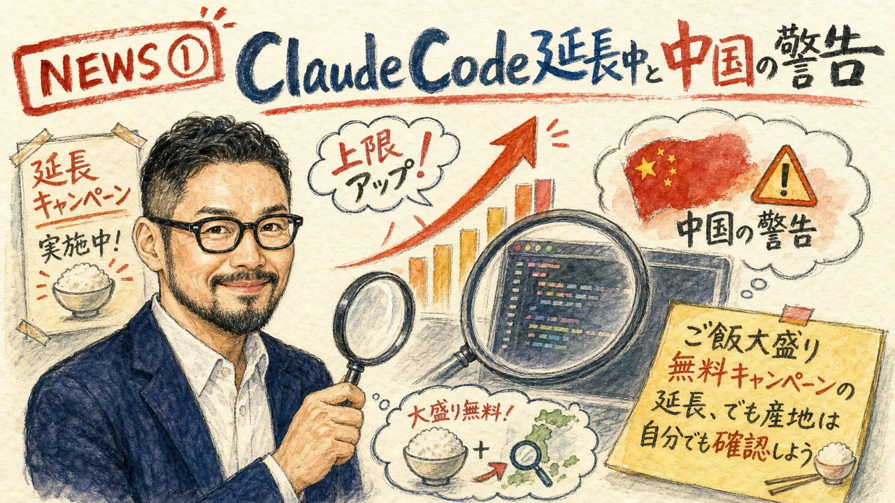 NEWS① 発表:2026-07-13 Claude Code週次上限50%増と中国の警告 グラレコ