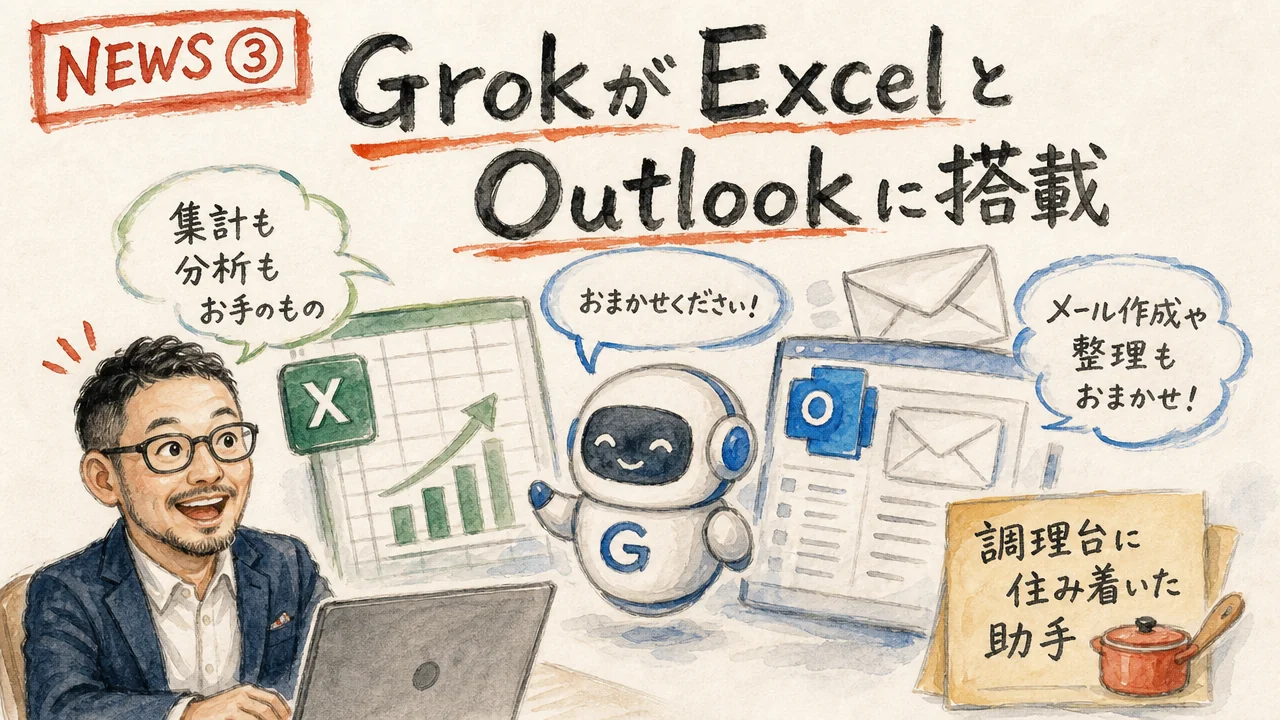 NEWS③ 発表:2026-07-20 Grok for Excel Outlook グラレコ