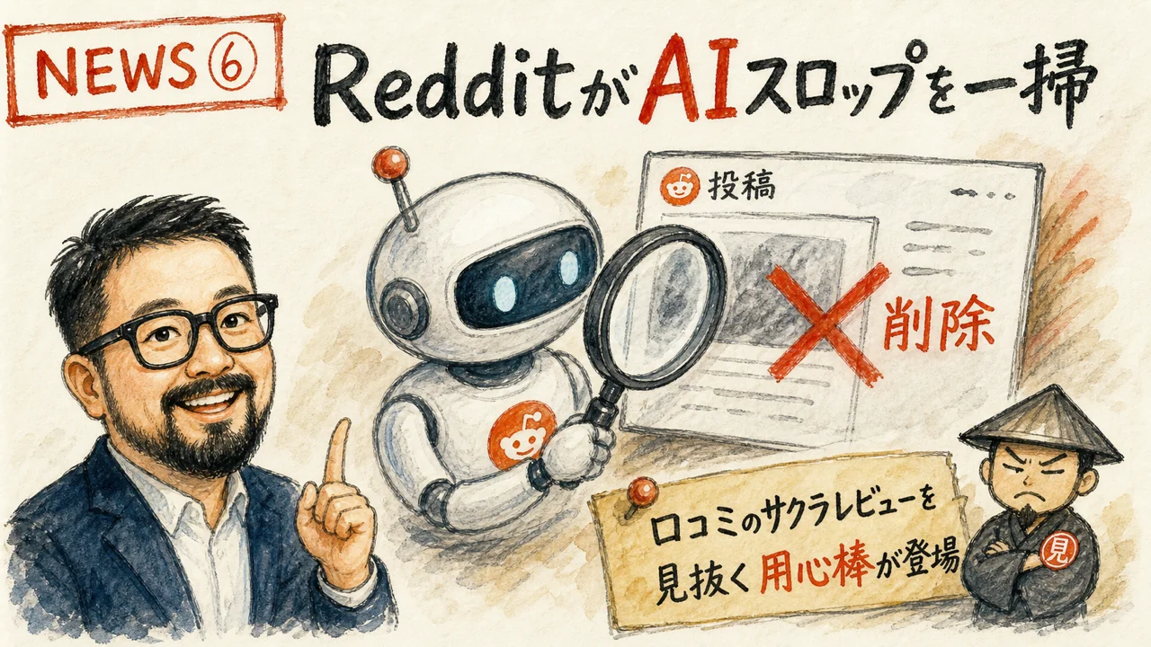 NEWS⑥ 発表:2026-07-06 Reddit AIマーケティングスロップ取り締まり グラレコ