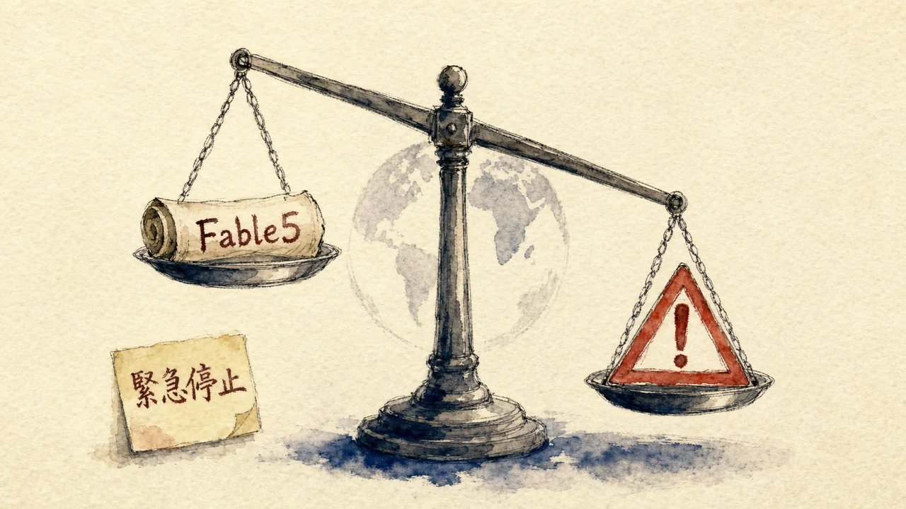 Claude Fable5の緊急停止とGemini Sparkの台頭を示す図解