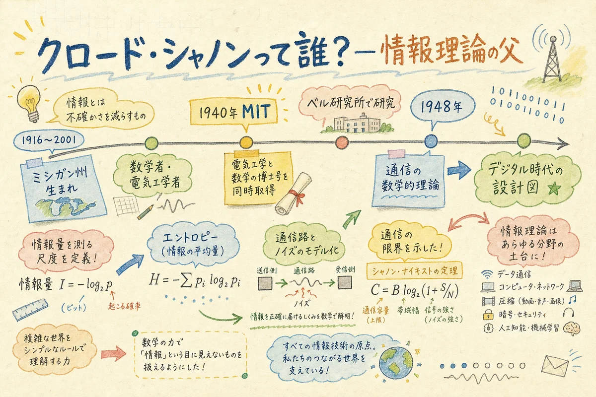 クロード・シャノン 情報理論の父 プロフィール図解