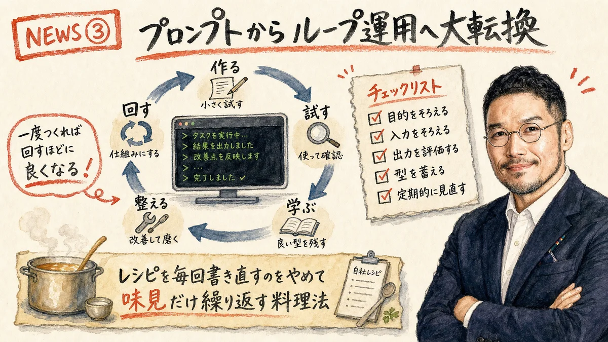 NEWS③ 発表:2026-07-19 Claude Code loop engineering プロンプト削減 グラレコ