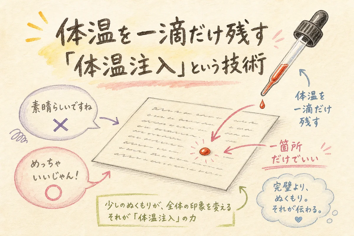 体温を一滴だけ残す「体温注入」という技術