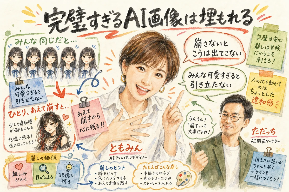 完璧すぎるAI画像は埋もれる わざと崩すのがリアリティになる
