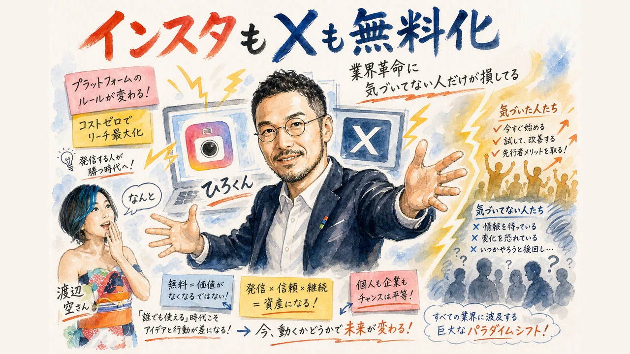 インスタもXも無料化 業界革命に気づいてない人だけが損してる 見出し画像