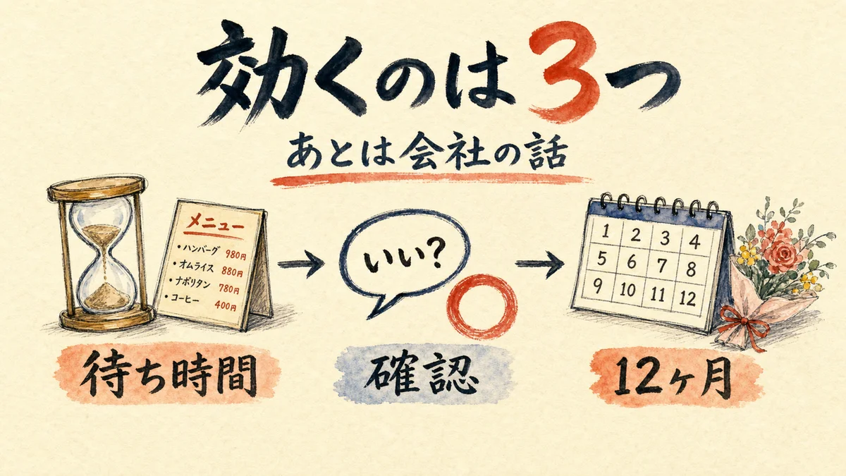 使う側に効いてくる3つの変化の図解。待ち時間・途中の確認・12ヶ月の移行期間