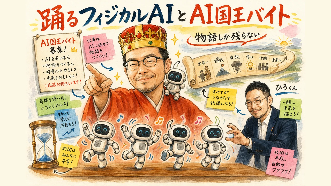 グラレコ図解｜踊るフィジカルAIとAI国王バイト