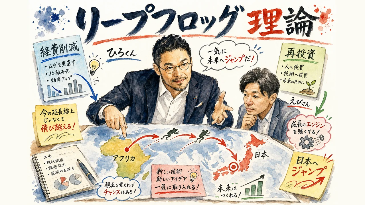 リープフロッグ理論 経費削減から再投資で日本にもジャンプが来る 見出し画像