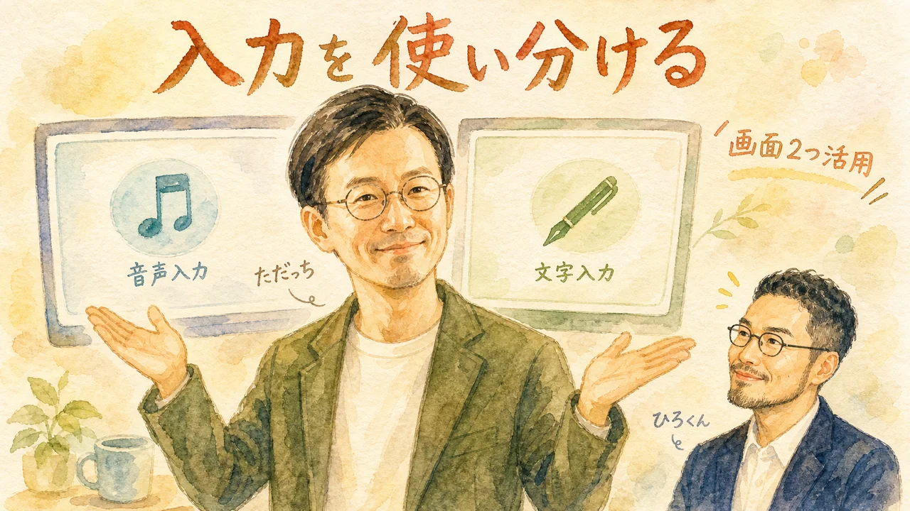 ただっちが見せる「タブ2つ」活用術——音声入力×文字入力のいいとこ取り