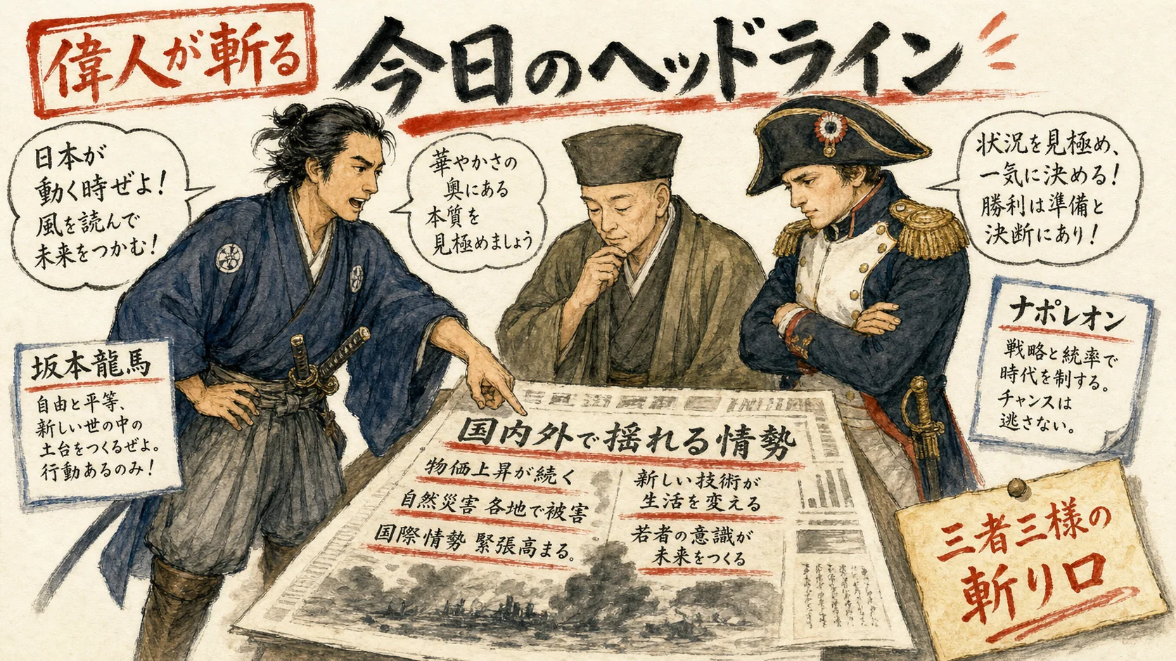 偉人が斬る 坂本龍馬 千利休 ナポレオン グラレコ