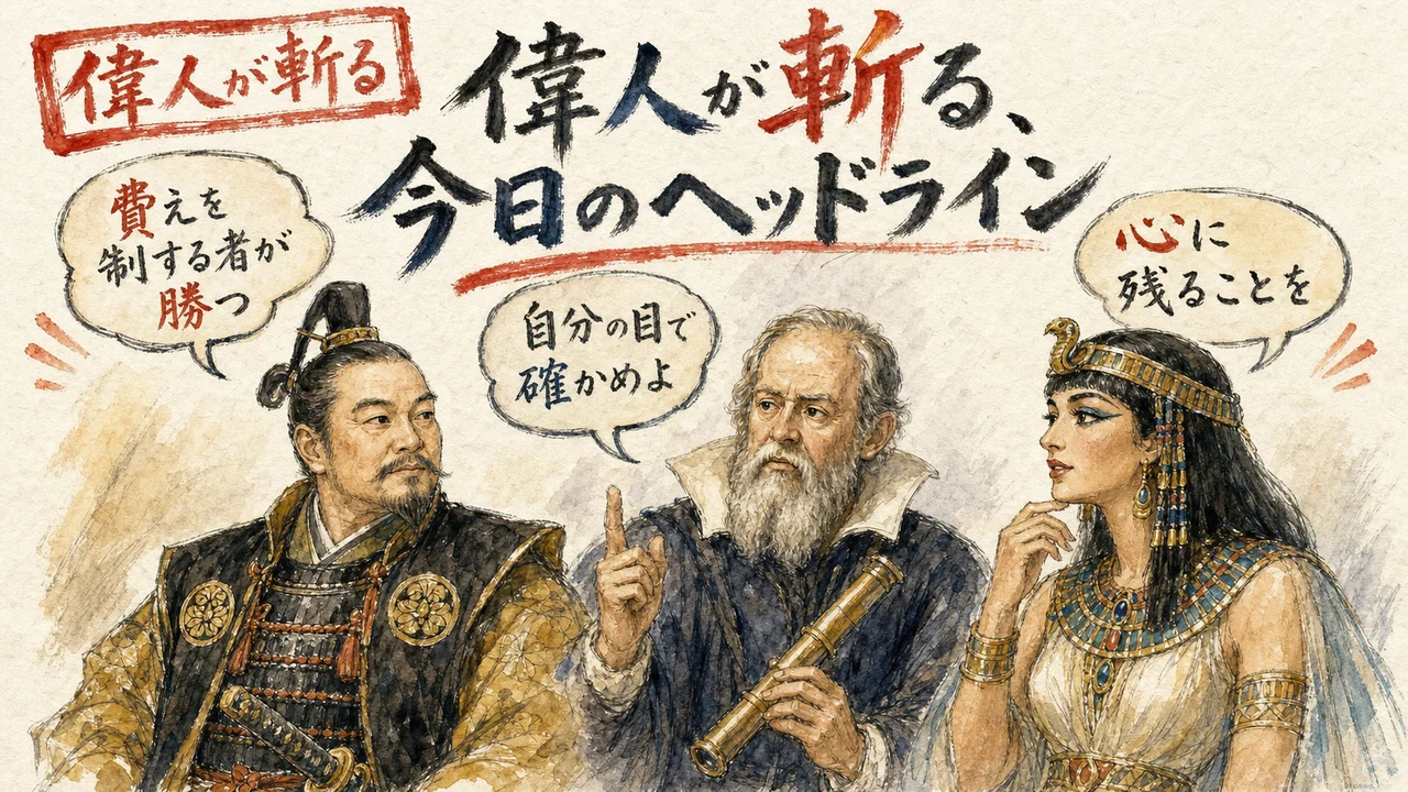徳川家康・ガリレオ・クレオパトラが今日のAIニュースを語る集合グラフィックレコーディング