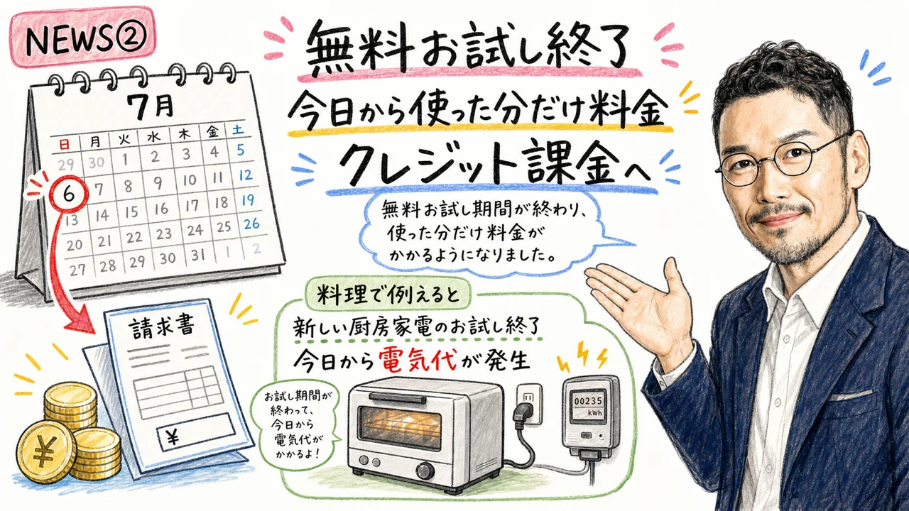 ChatGPTワークスペースエージェントの課金開始をやさしく解説するグラフィックレコーディング