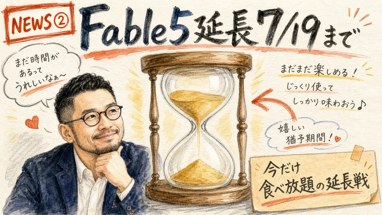 Claude Fable5の無料延長を示す図解