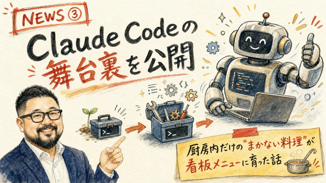 Claude Codeの開発秘話をやさしく解説するグラフィックレコーディング