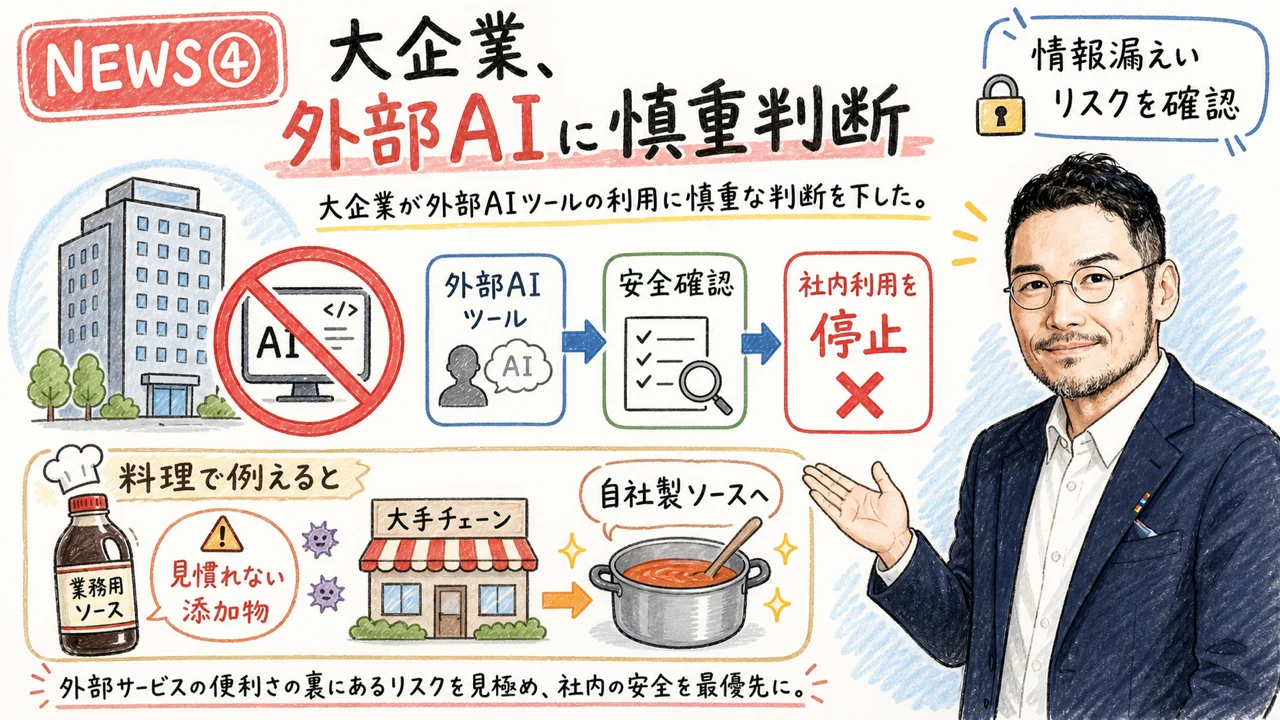 AlibabaがClaude Codeの社内利用を禁止したニュースのグラフィックレコーディング