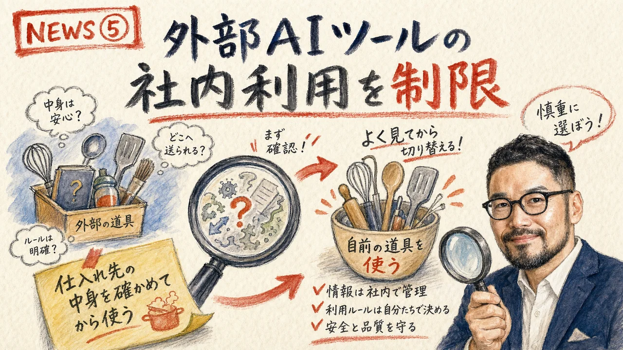 AlibabaがClaude Codeの社内利用を禁止したニュースのグラフィックレコーディング