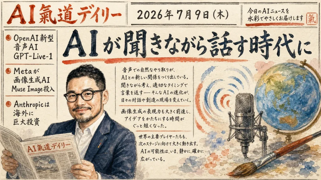 AI氣道デイリー新聞風アイキャッチ:AIが聞きながら話す時代に