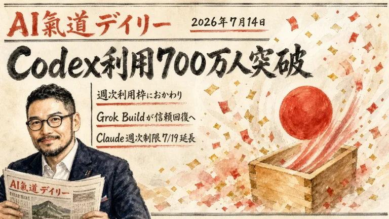 AI氣道デイリー 2026年7月14日号 新聞風メイン画像