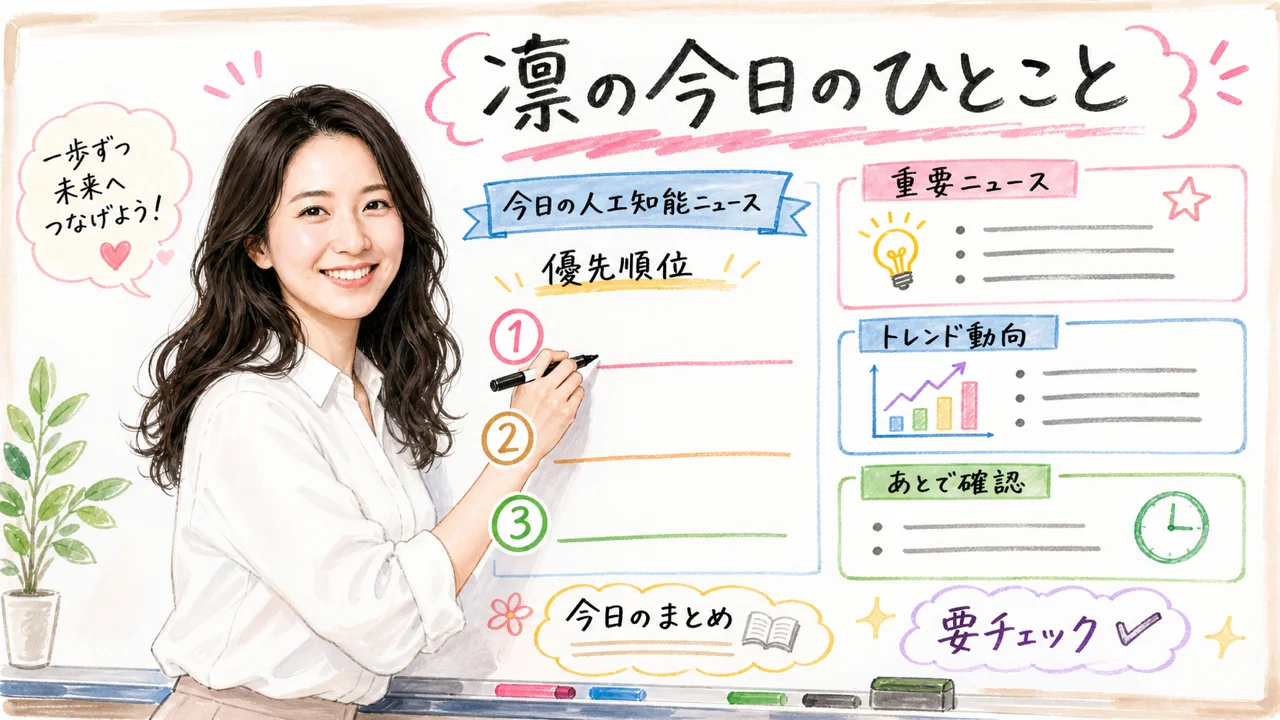 AI秘書の凛が今日のニュースをまとめて語るグラフィックレコーディング