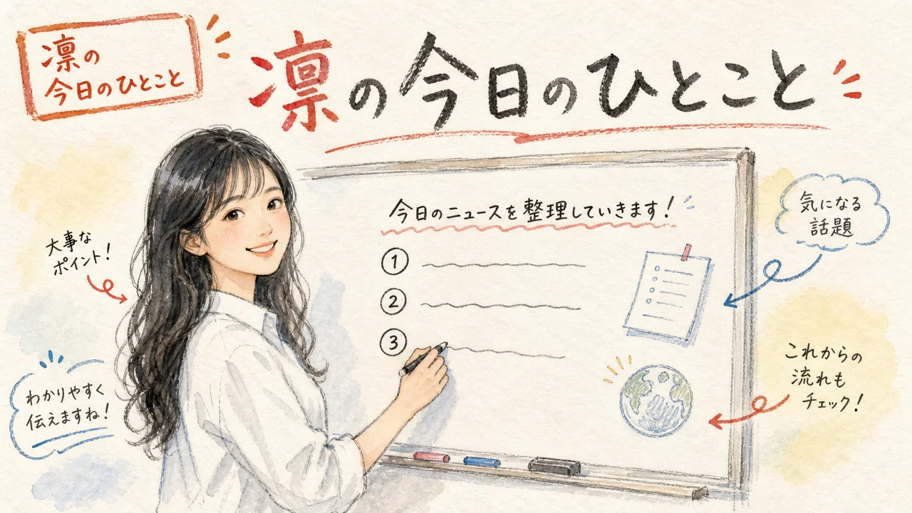 AI秘書の凛が今日のニュースをまとめて語るグラフィックレコーディング
