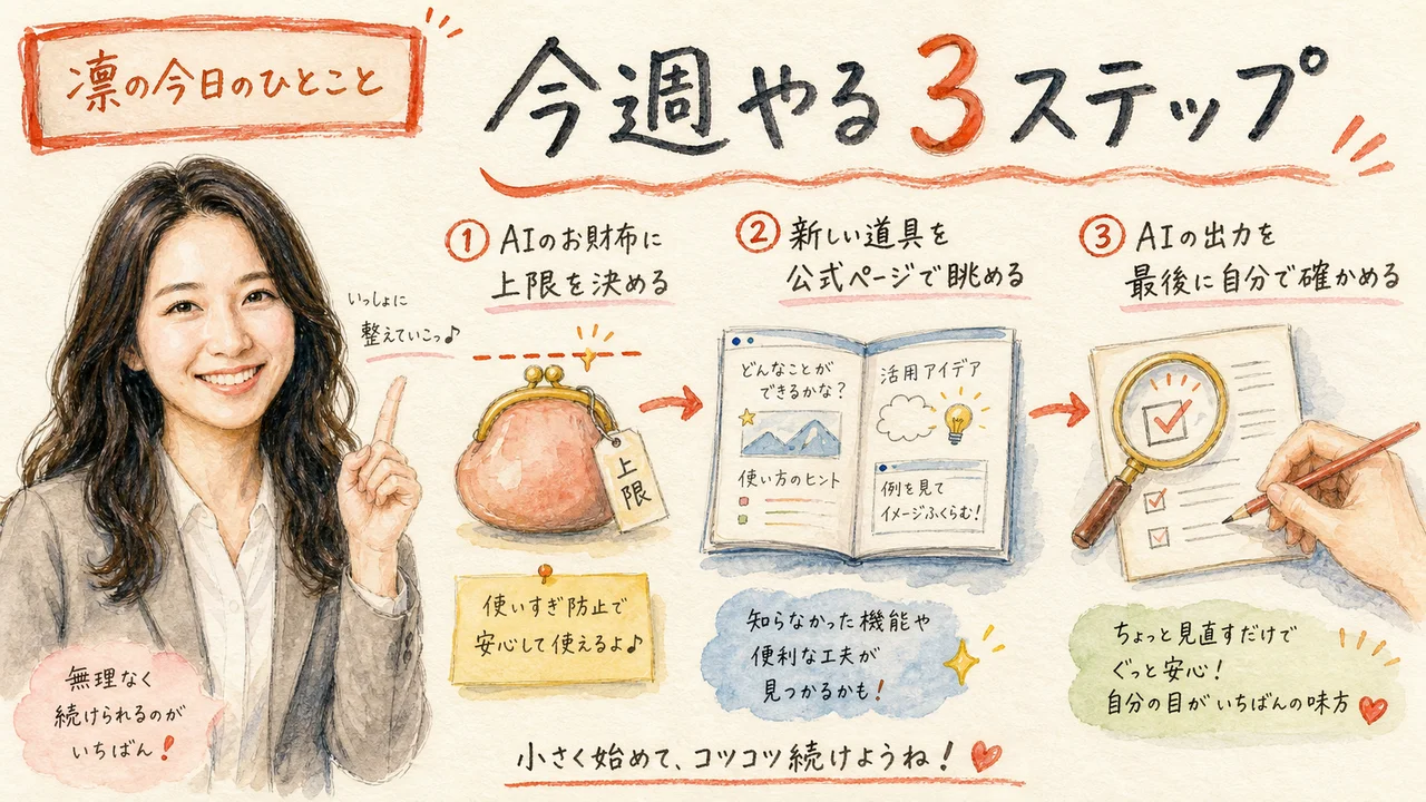 AI秘書の凛が今日のニュースをまとめて語るグラフィックレコーディング