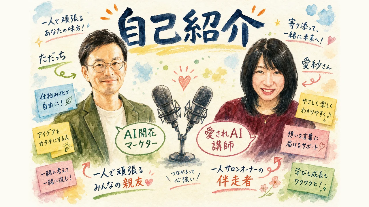 2人の肩書きとキャッチフレーズを1枚で整理する