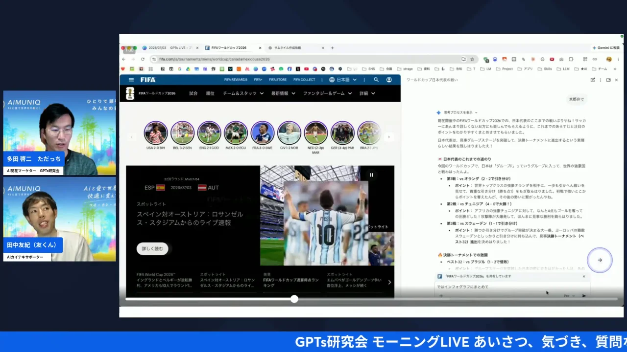 LIVEシーン：Geminiが左のページを引用しながら回答する画面