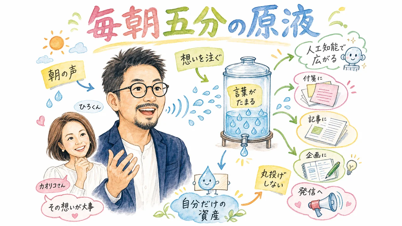 毎朝5分しゃべるだけで自分だけの原液が溜まっていく