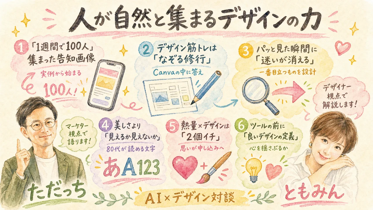 美しさより見えるかを問う告知デザインの対談図