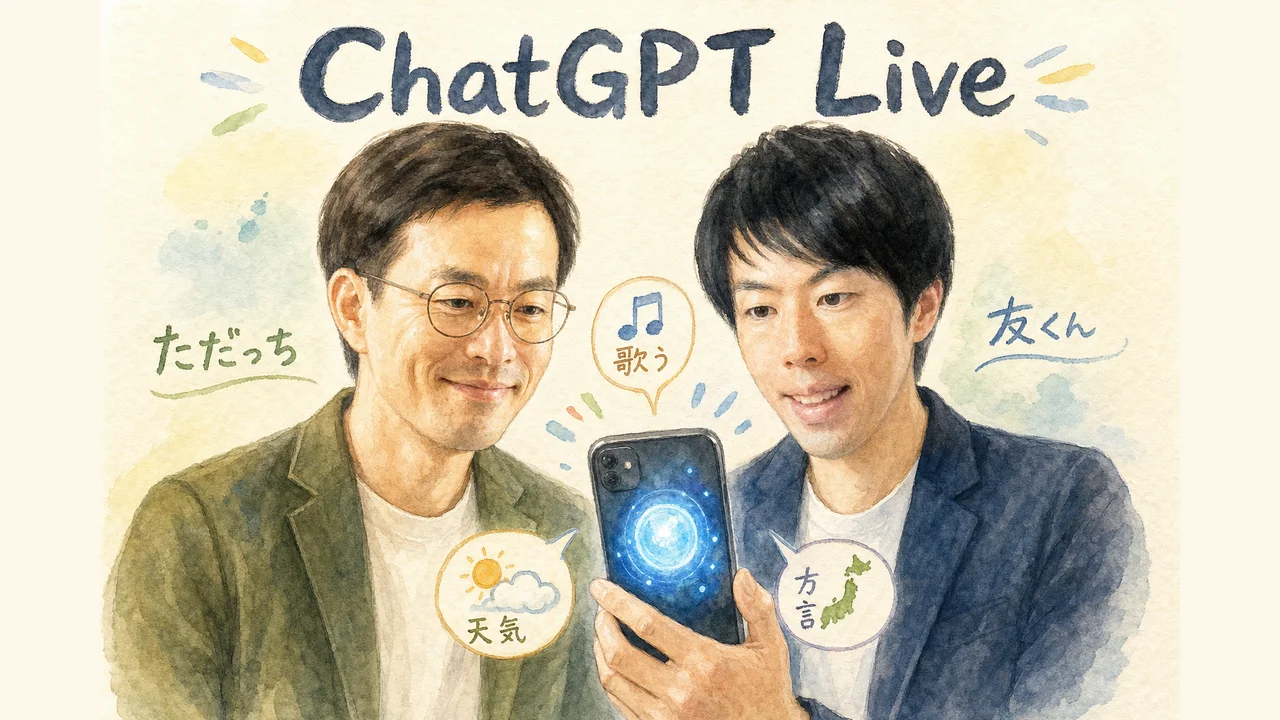 相槌を打ちながら対話する新音声モードを実演する図