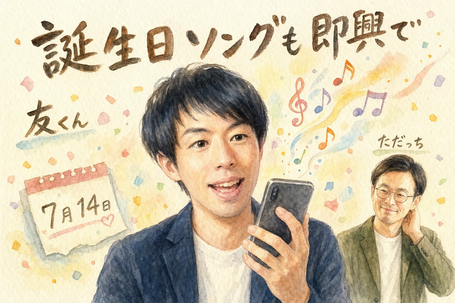 ChatGPTに誕生日ソングを歌わせる友くんとただっち