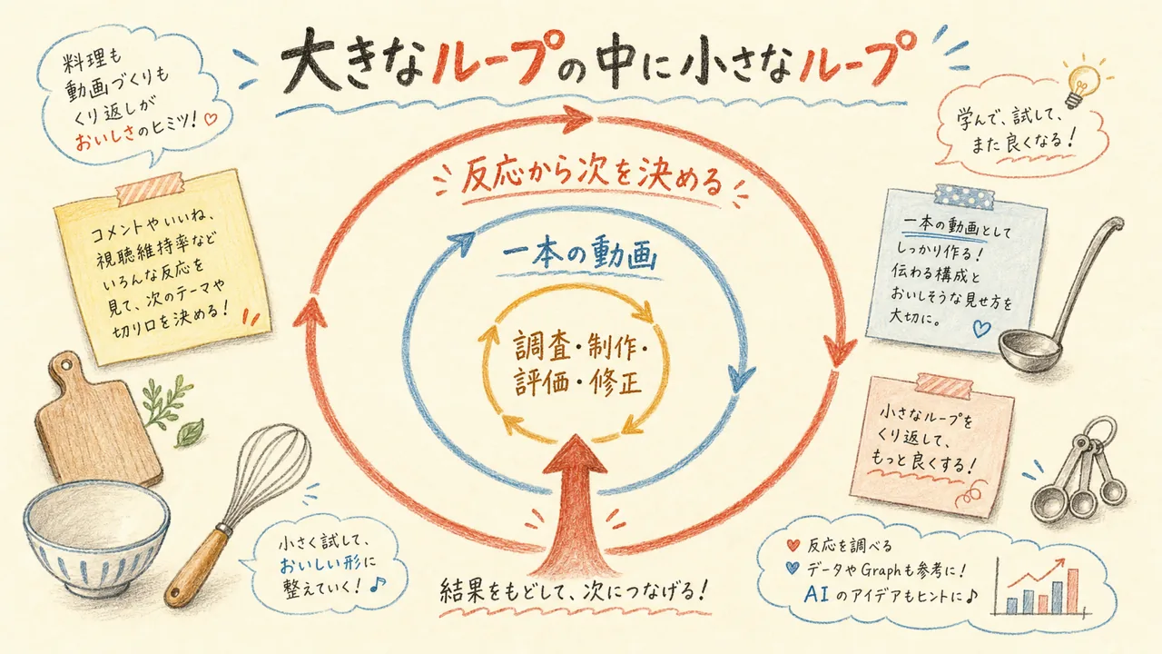 大きなループの中で小さなループが回る構造