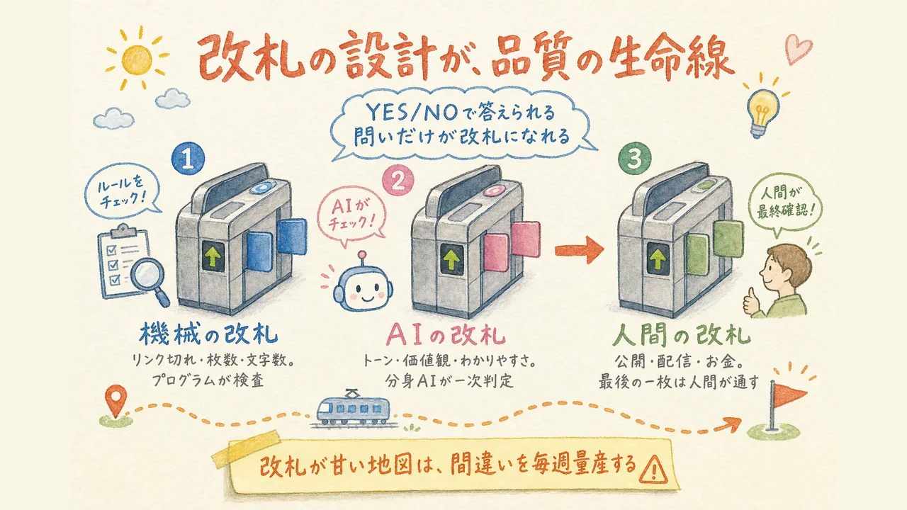 機械・AI・人間の3段の改札
