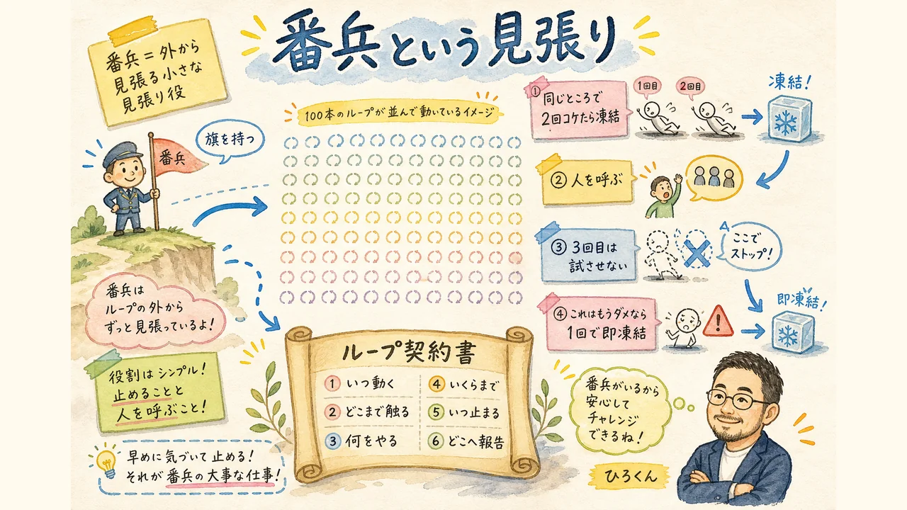 番兵という見張りとループ契約書6項目の図解