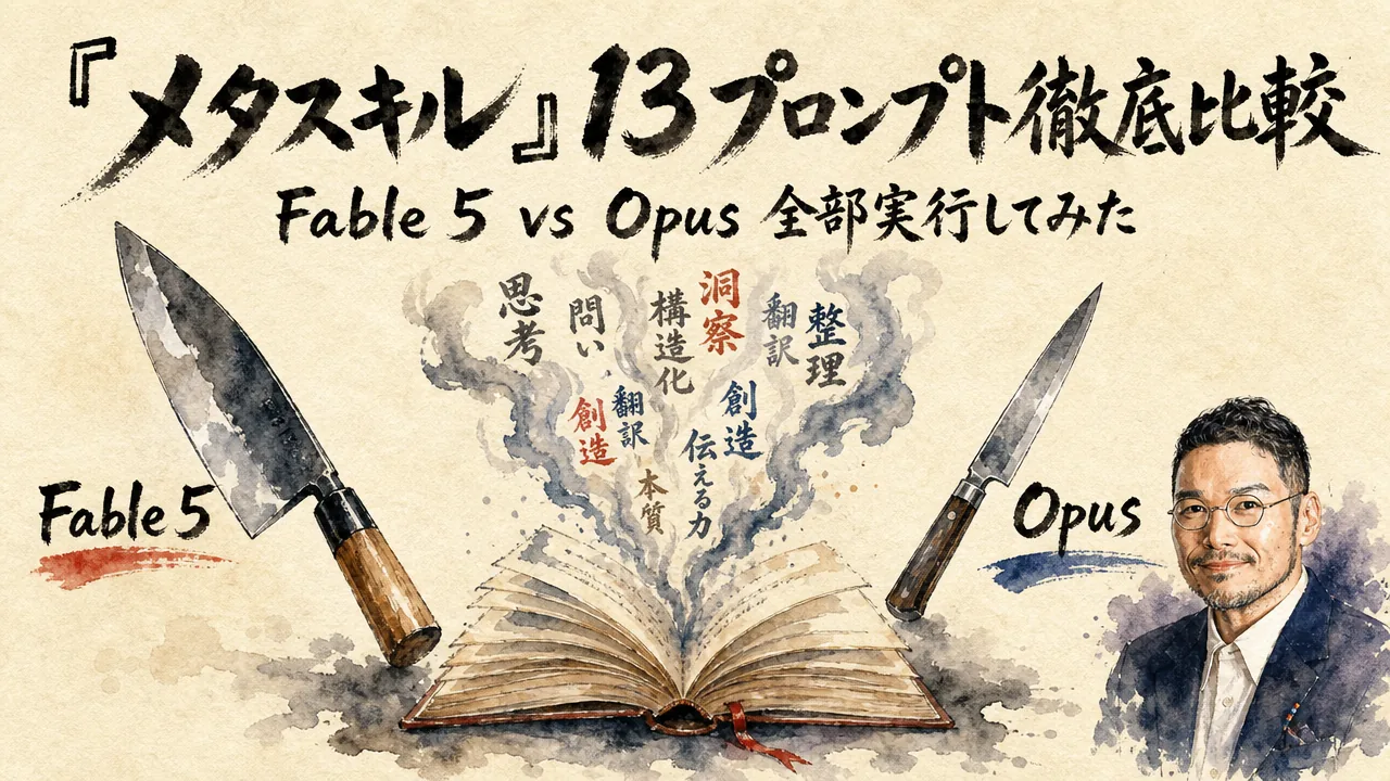 同じプロンプトをFable5とOpusで比較する実験の図解