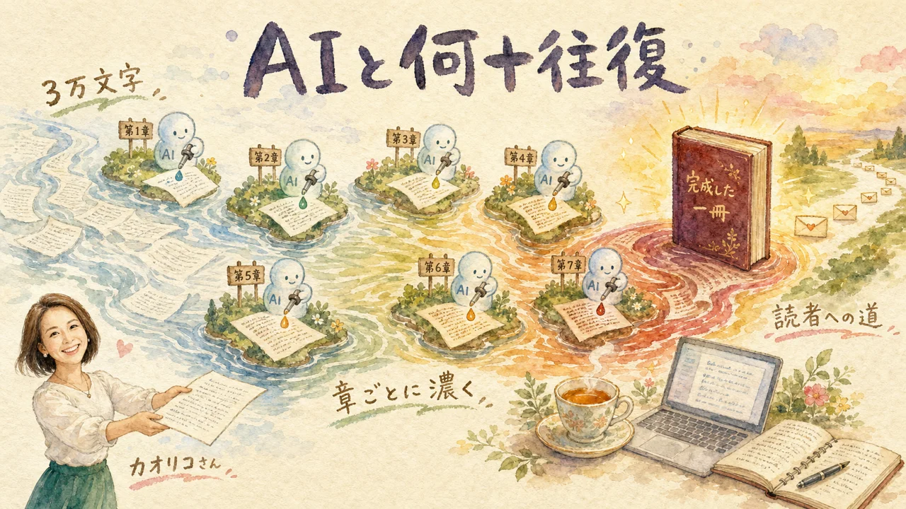 AIと何十往復して濃度を高めた執筆プロセスのグラレコ図解