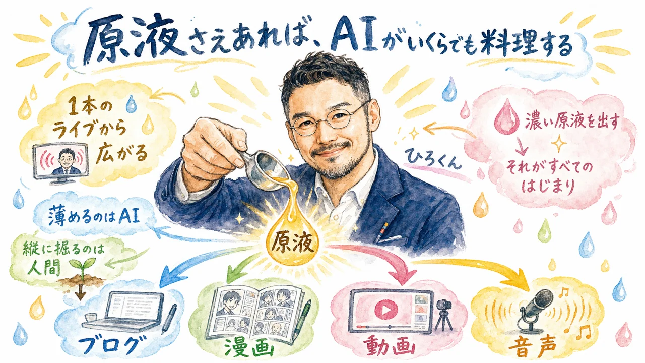 原液さえあれば、AIがいくらでも料理する——ワンソース・マルチユース