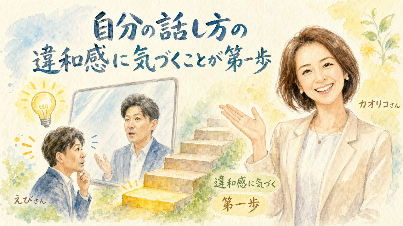 自分の話し方の違和感に気づくえびさん