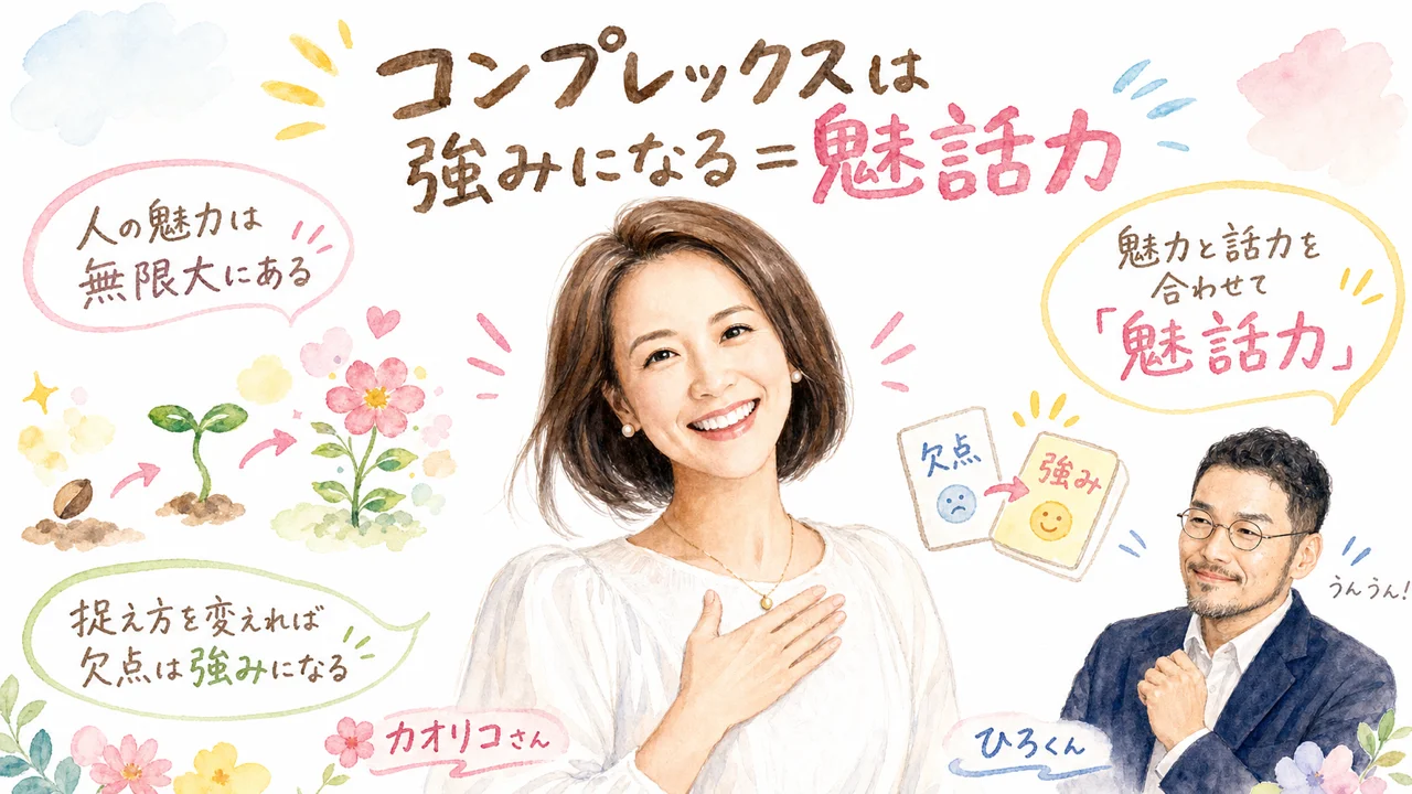 コンプレックスは強みになる＝魅話力（グラレコ図解）