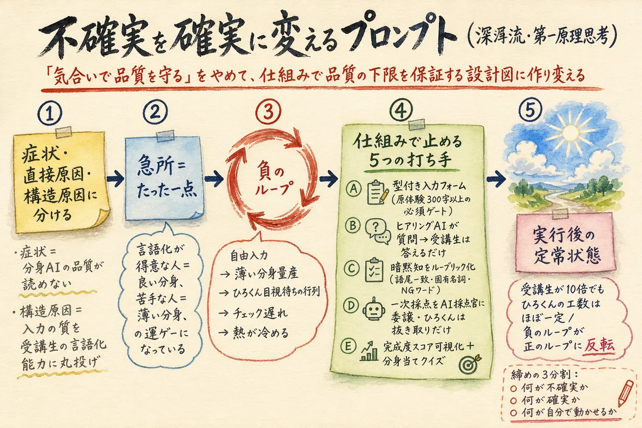 不確実を確実性に変えるプロンプトの図解