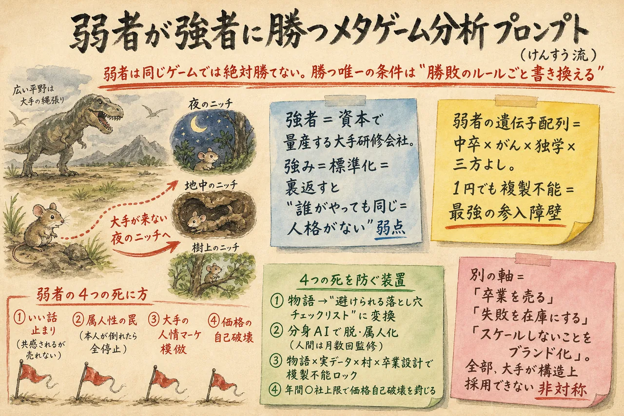 弱者が強者に勝つメタゲーム分析プロンプトの図解