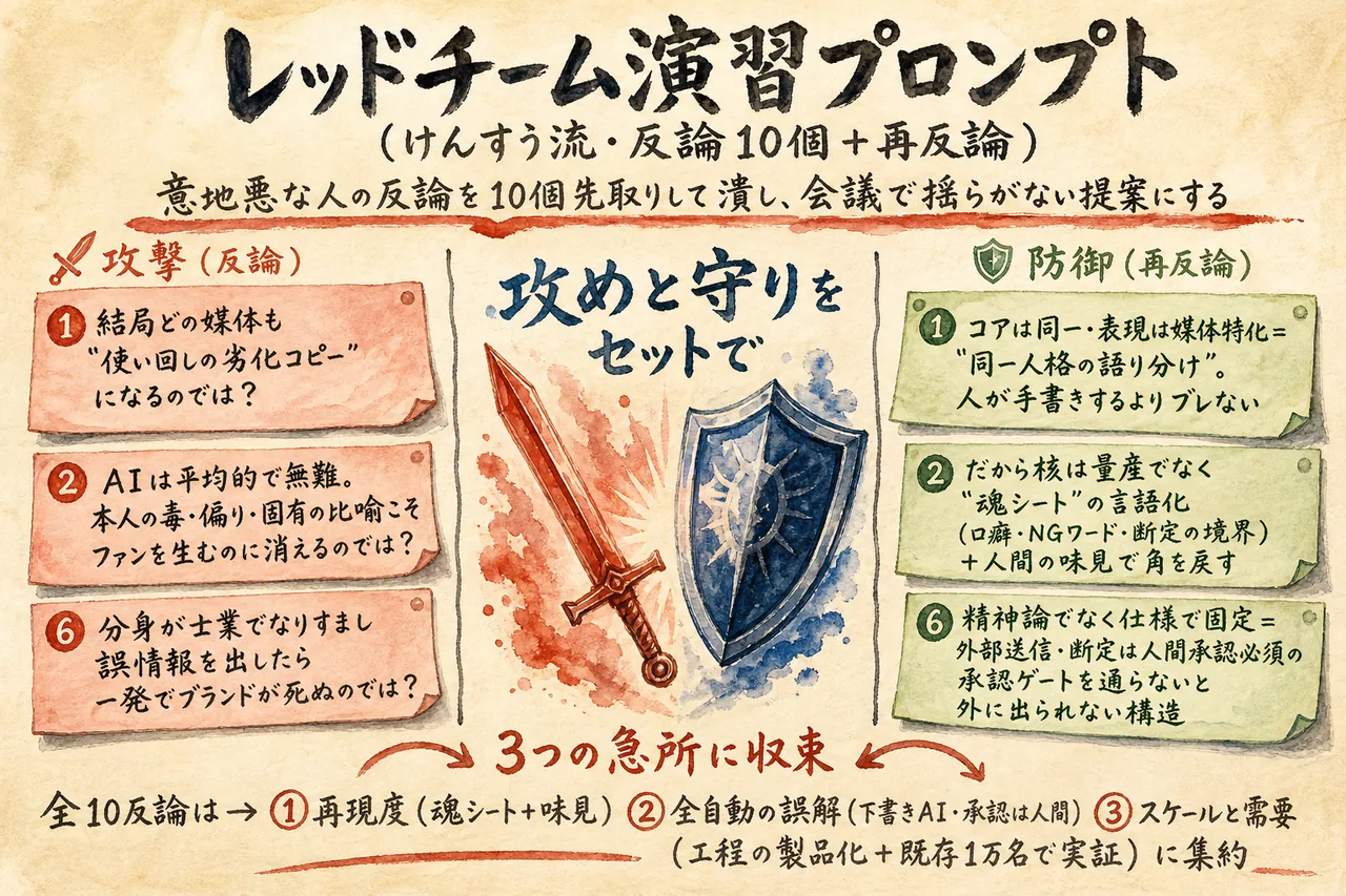 レッドチーム演習 反論プロンプトの図解
